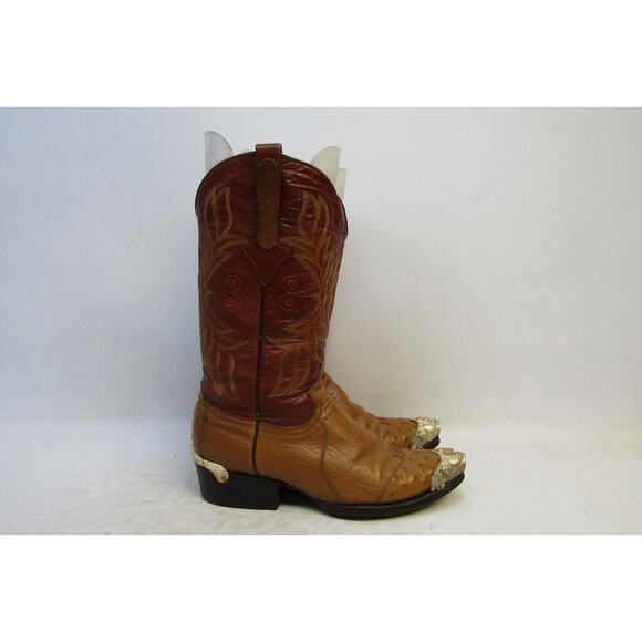 Cuadra Mens Size 7.5 D Brown Leather Ostrich Metal Cap Toe Cowboy Western Boots main image 11